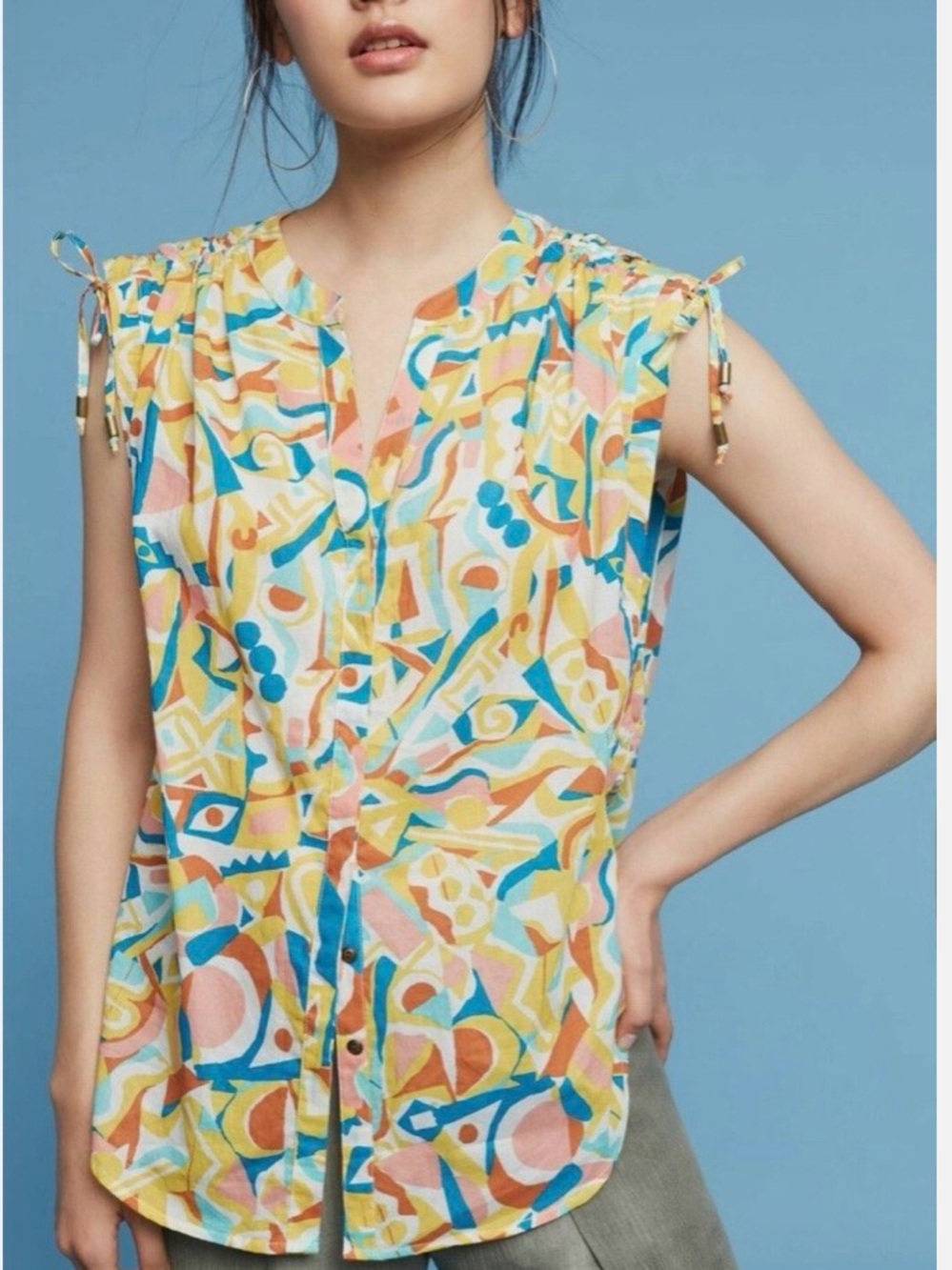 Anthropologie Danielle Kroll Brooklynite top abstract print size small